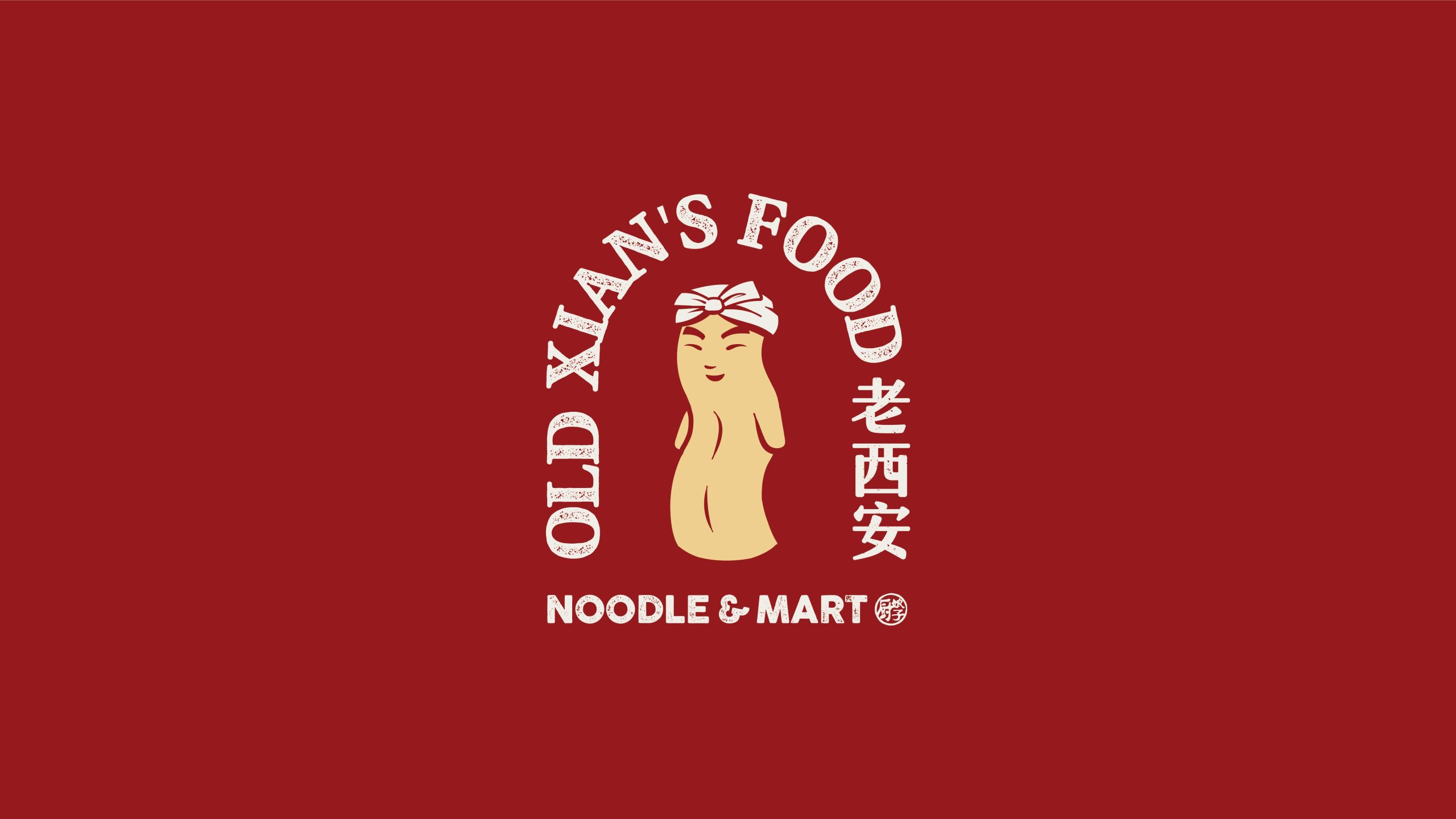 Noodle Man mascot with wide BiangBiang noodle body and white headscarf