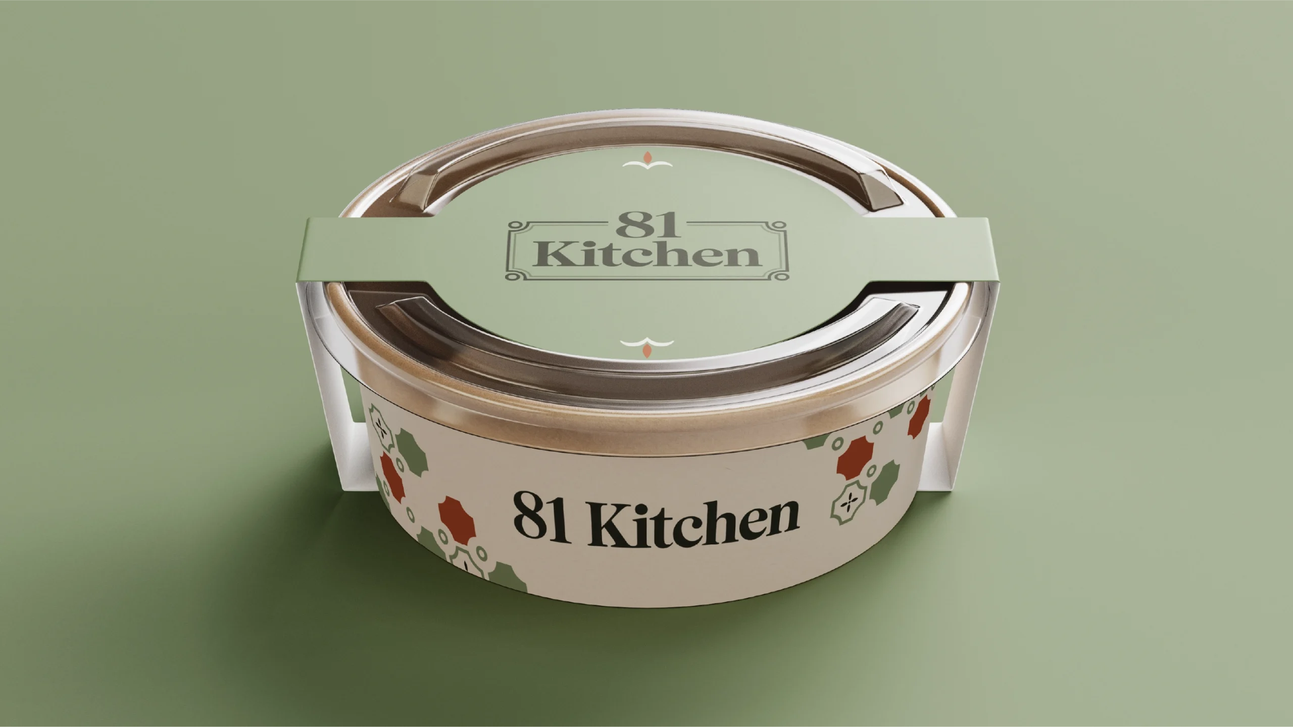 Round metal tin with a pastel green lid and the '81 Kitchen' branding on a pale green surface.