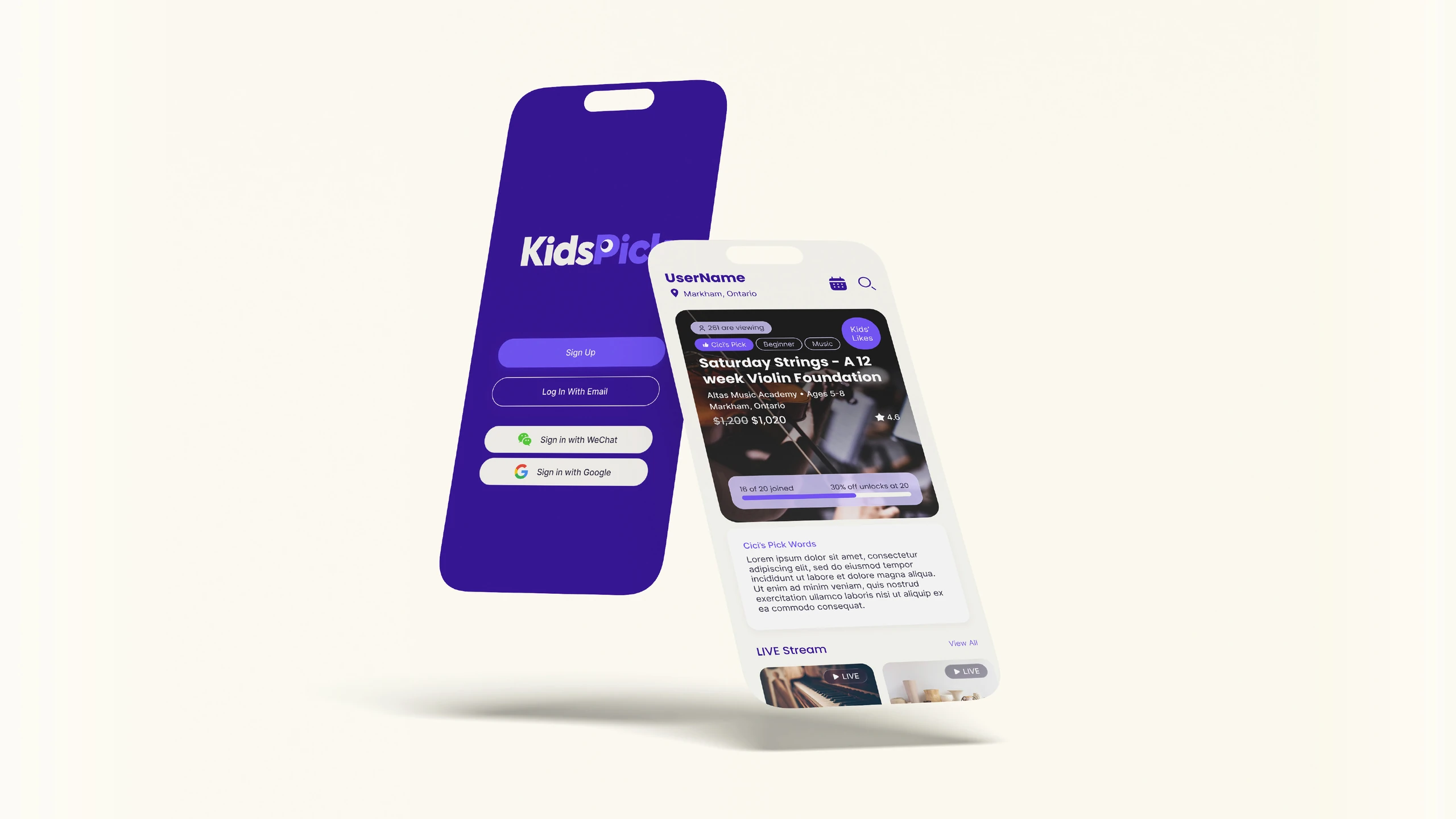 KidsPick initial mobile app UI/UX design — portfolio image 1