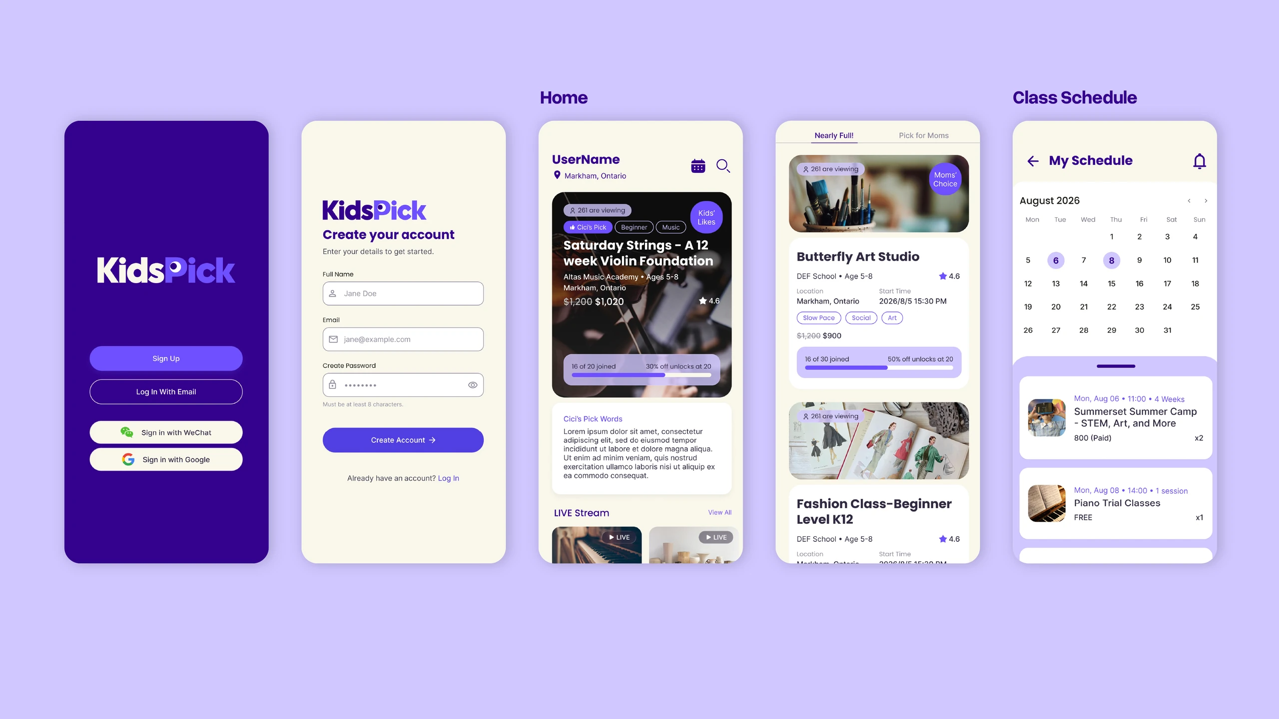 KidsPick initial mobile app UI/UX design — portfolio image 2